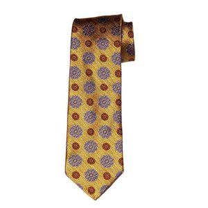Jos A Bank Signature Tie Italian Silk Gold Blue Brown Orange Fancy Geometric